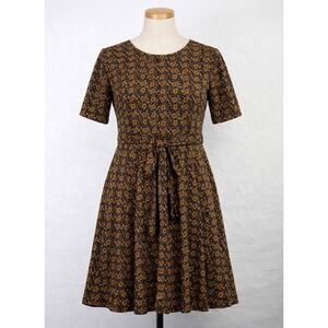 Toad&Co Womens Brown Yellow Floral Wrap V-Neck Dress Short Sleeve Pockets Size M